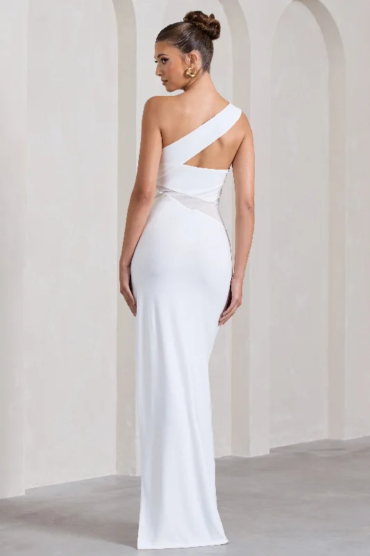 My Night | White One Shoulder Sleeveless Cut-Out Split Maxi Dress