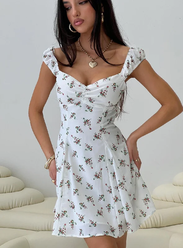 True Lives Mini Dress White Floral