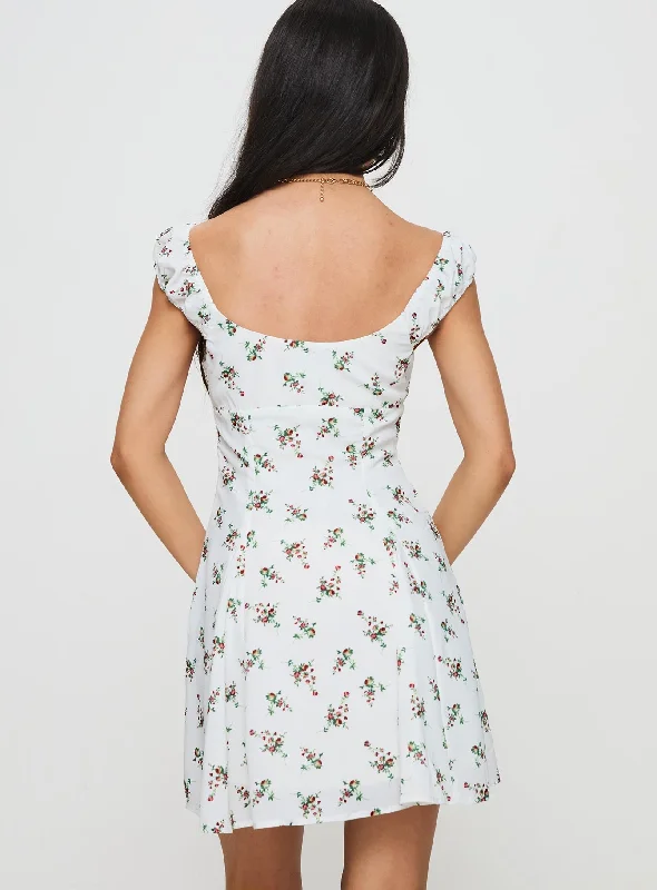 True Lives Mini Dress White Floral