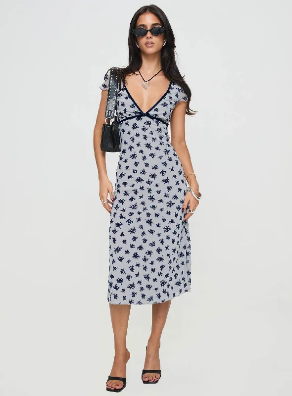 Vilinia Midi Dress Floral Cluster Grey