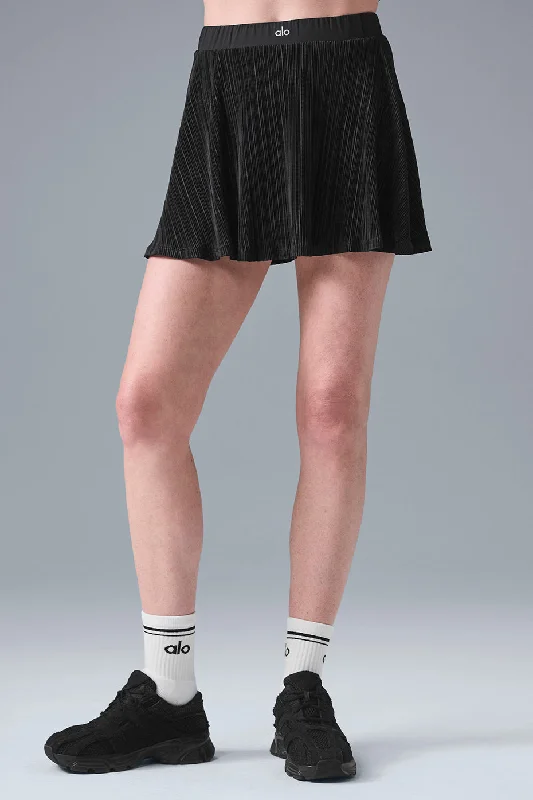 Micro Plisse Tennis Skirt - Black