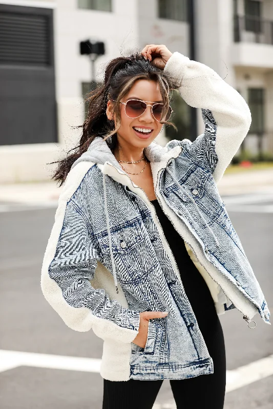 Back In Town Hooded Denim Teddy Jacket