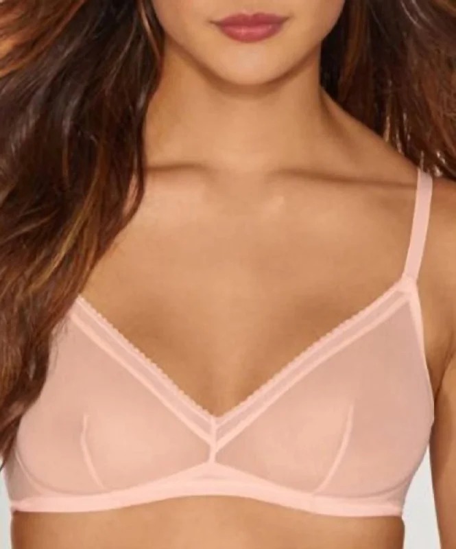 Cotton Mesh Bralette In Blush