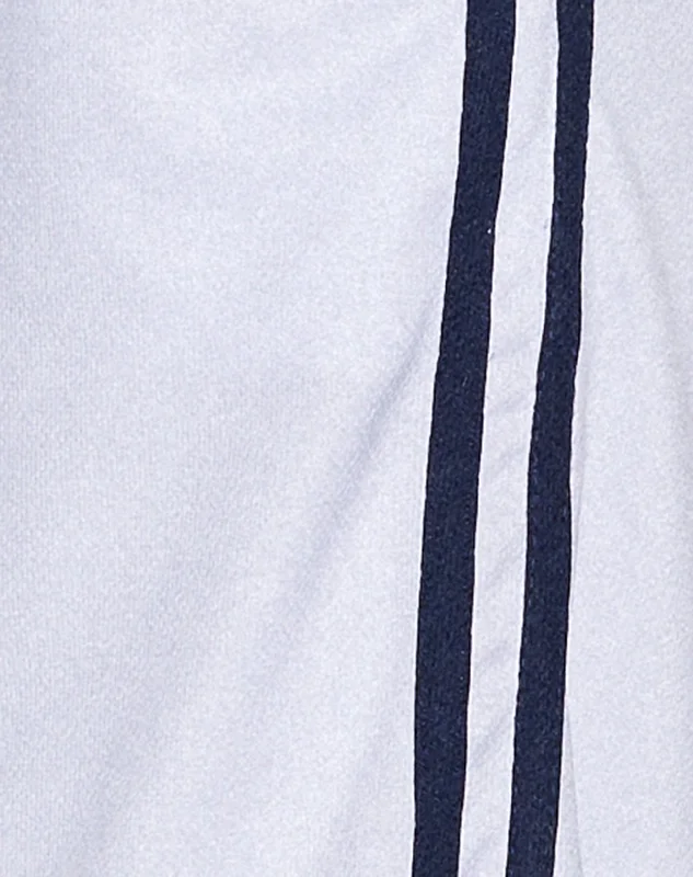 Coze Wide Leg Jogger in White with Navy Double Stripe