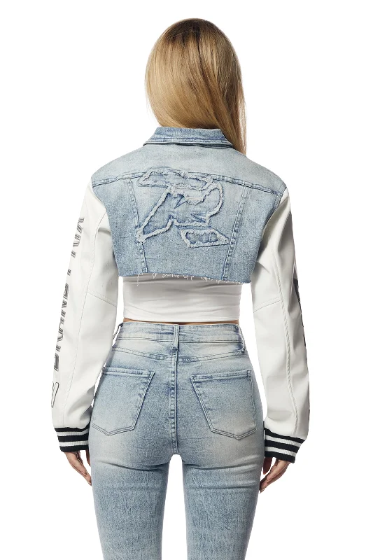 Cropped Jean Racing Jacket - Lowell Blue