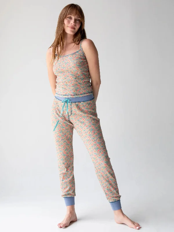 Mix & Match Waffle Pajama Cami - Daisy Orange Teal