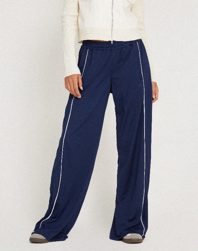 Shobi Wide Leg Jogger in Navy