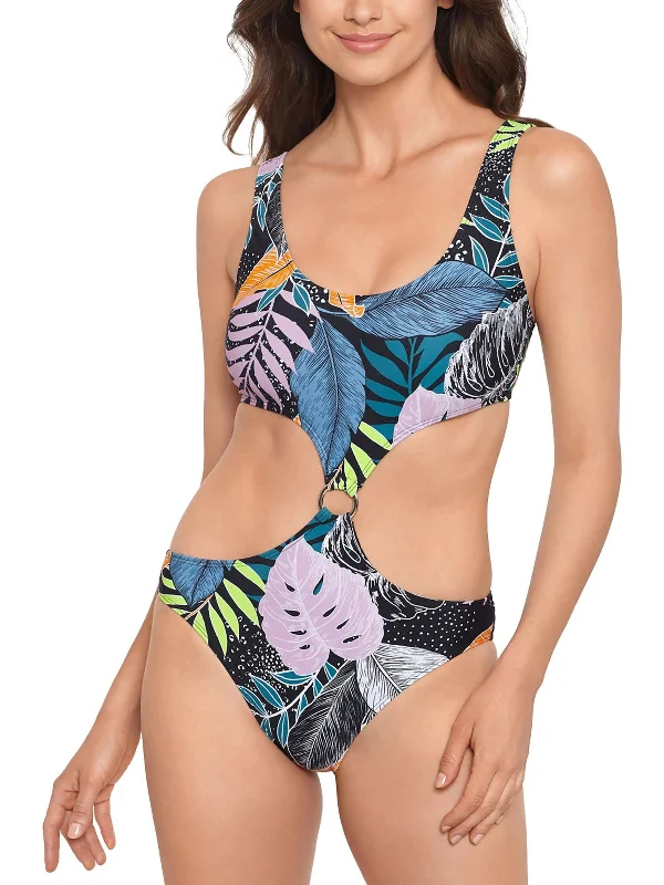 Womens Printed Nylon One-Piece Swimsuit