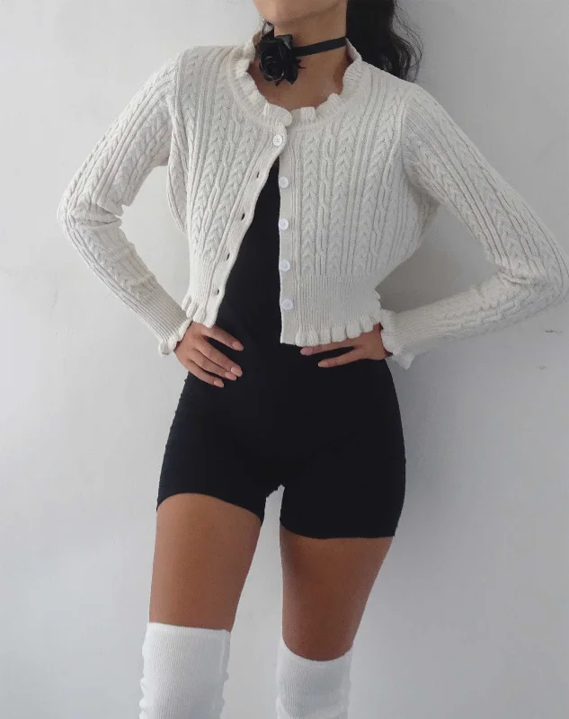 Yasona Button Up Cardigan in Ivory