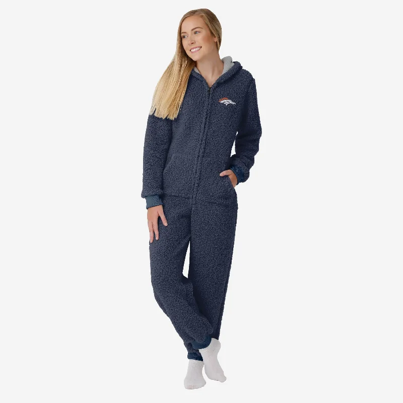 Denver Broncos Womens Sherpa One Piece Pajamas