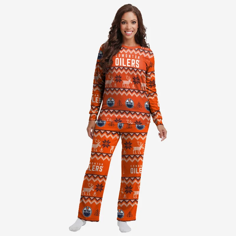 Edmonton Oilers Womens Ugly Pattern Family Holiday Pajamas