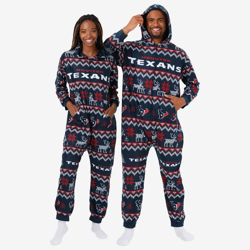 Houston Texans Ugly Pattern One Piece Pajamas