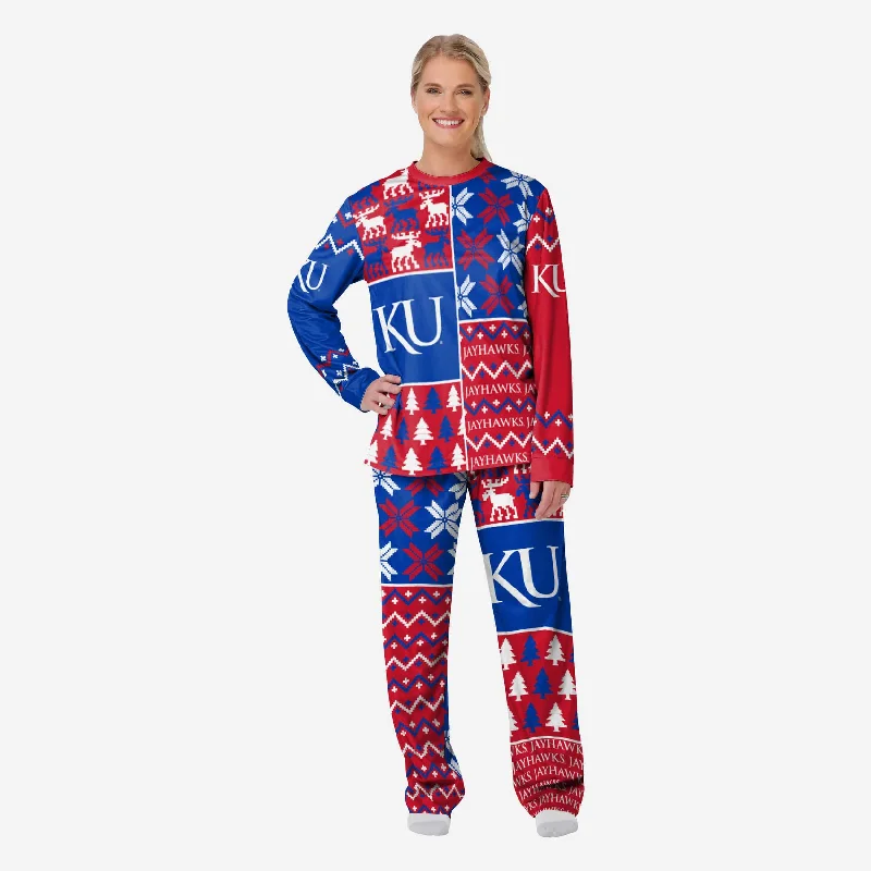 Kansas Jayhawks Womens Busy Block Family Holiday Pajamas