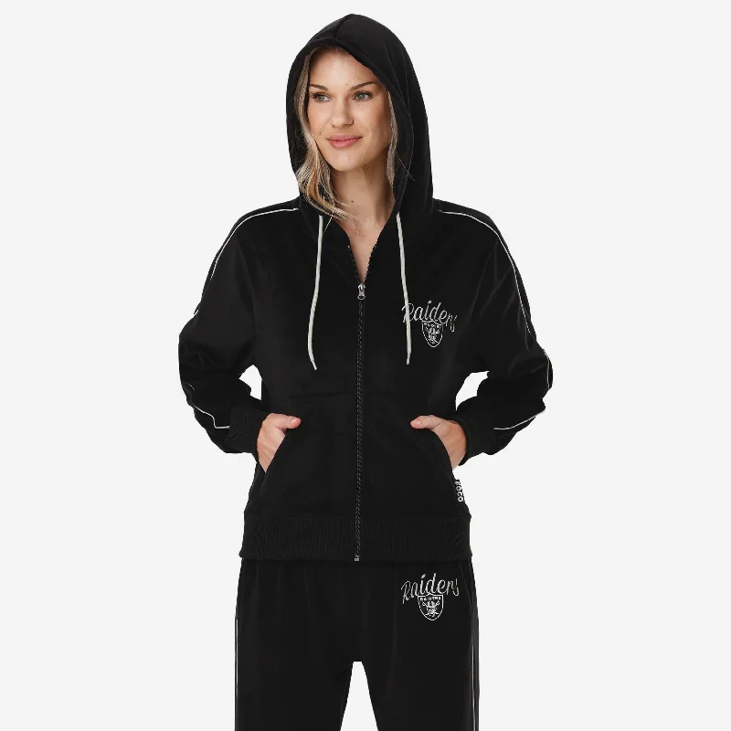 Las Vegas Raiders Womens Velour Zip Up Top