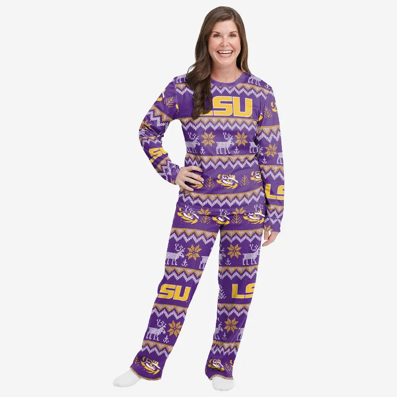 LSU Tigers Womens Ugly Pattern Family Holiday Pajamas