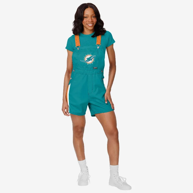 Miami Dolphins Womens Team Stripe Bib Shortalls