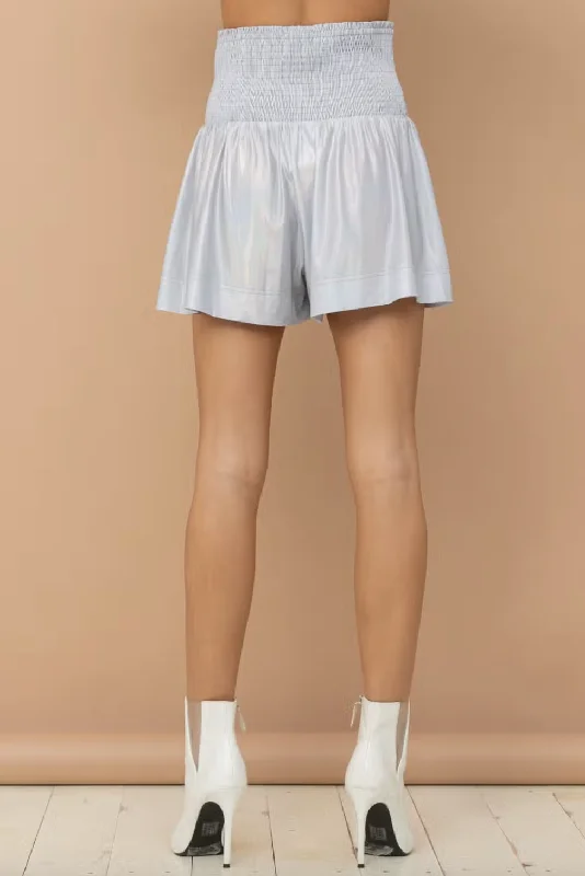 Smocked Waist Metallic Shorts