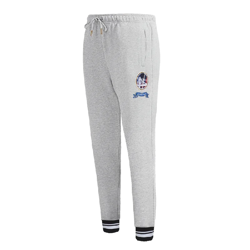 NBA GOLDEN STATE WARRIORS PRO PREP WOMEN'S RIB FLC SWEATPANT (HEATHER GRAY/BLACK)