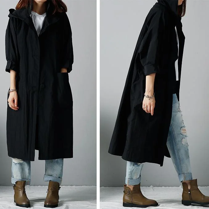 Black plus size coats hoodie cardigans woman