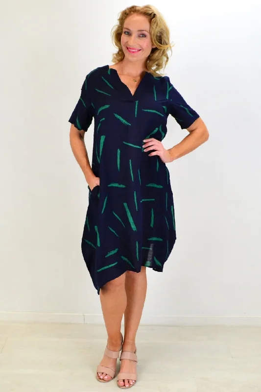 Blue Green Splash Tunic Dress