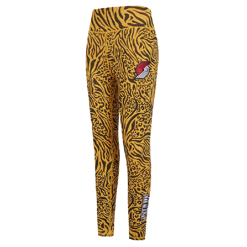 NBA PORTLAND TRAIL BLAZERS ANIMAL PRINT AOP WOMEN'S JERSEY LEGGING (NATURAL ANIMAL PRINT)