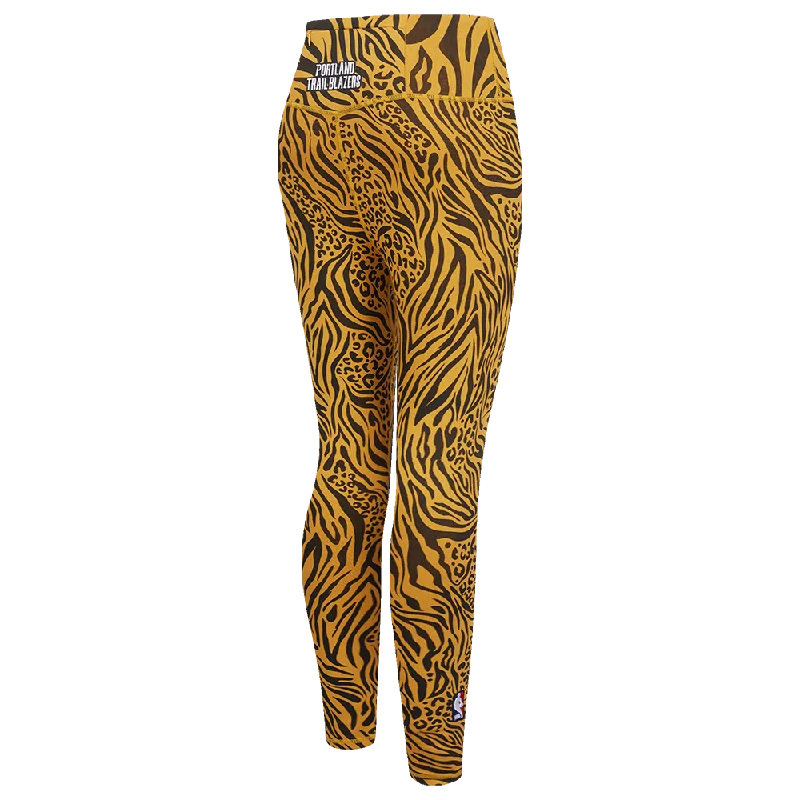 NBA PORTLAND TRAIL BLAZERS ANIMAL PRINT AOP WOMEN'S JERSEY LEGGING (NATURAL ANIMAL PRINT)