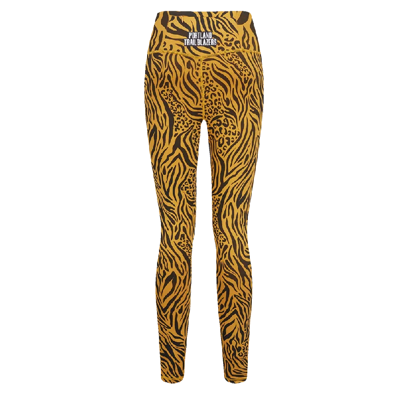 NBA PORTLAND TRAIL BLAZERS ANIMAL PRINT AOP WOMEN'S JERSEY LEGGING (NATURAL ANIMAL PRINT)