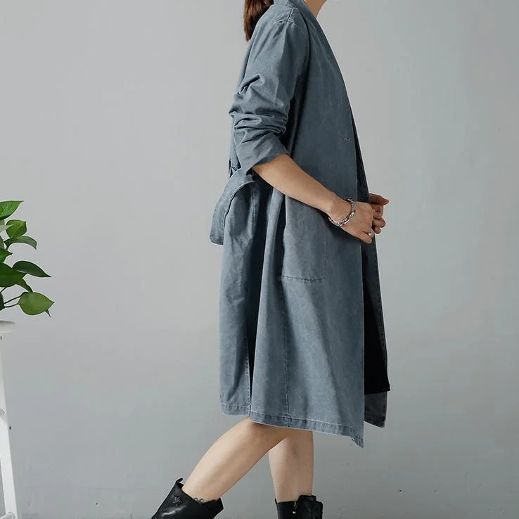 Gray plus size cotton cardigans trench coats