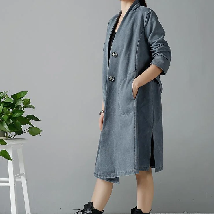 Gray plus size cotton cardigans trench coats