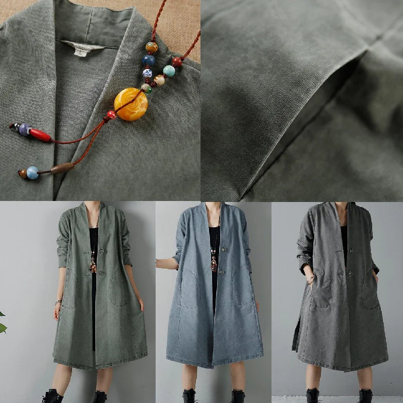 Gray plus size cotton cardigans trench coats