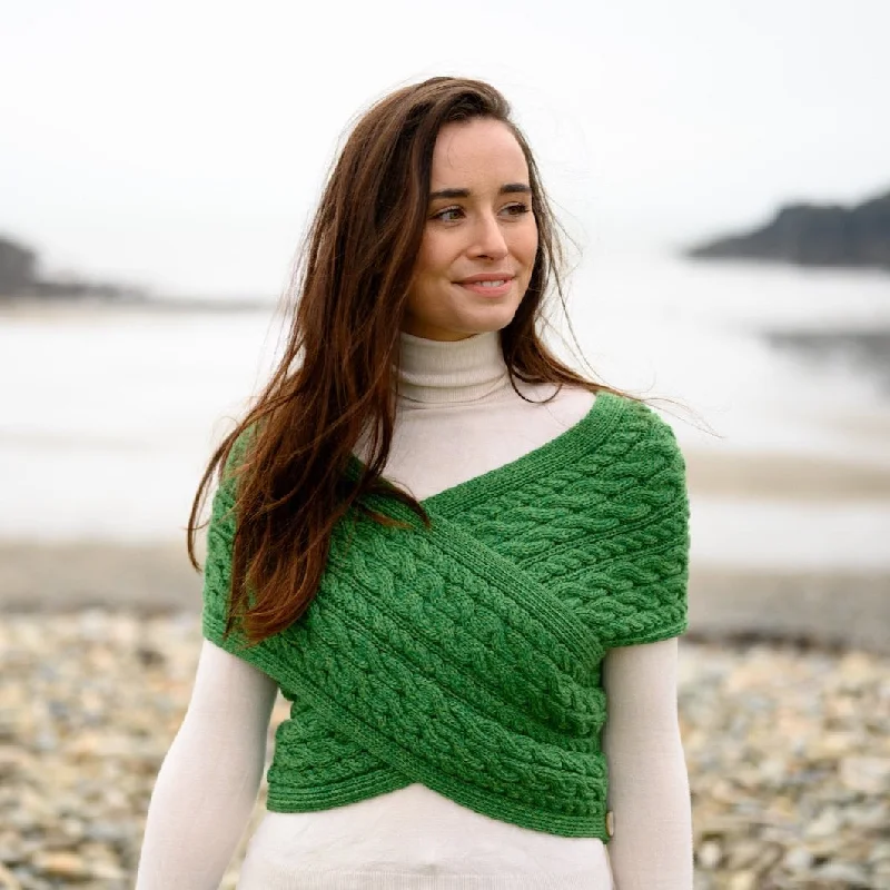 Aran Crossover Wrap | Green