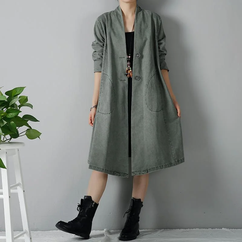 Green cotton windbreak oversize dust coats