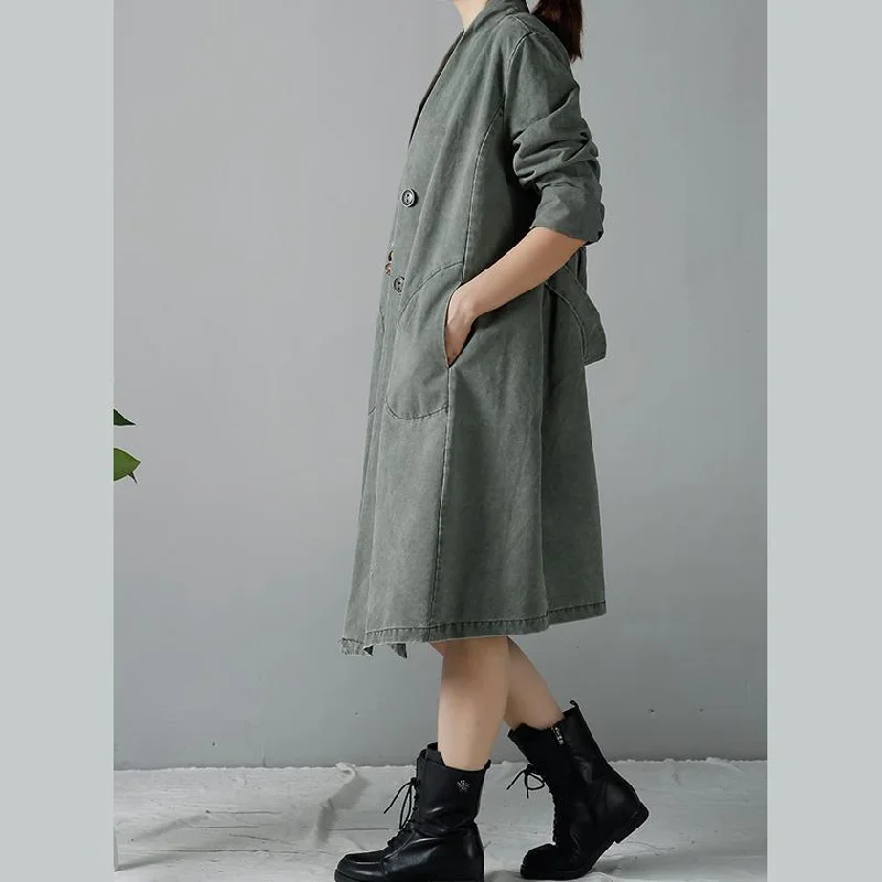 Green cotton windbreak oversize dust coats