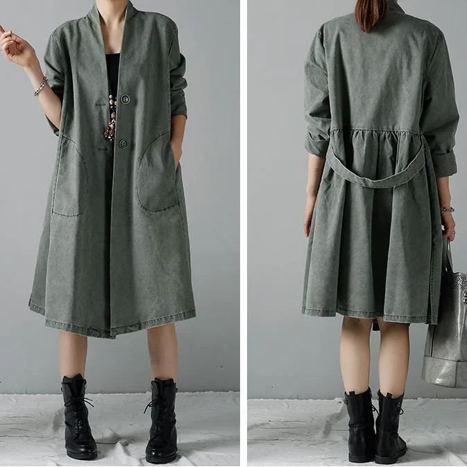 Green cotton windbreak oversize dust coats