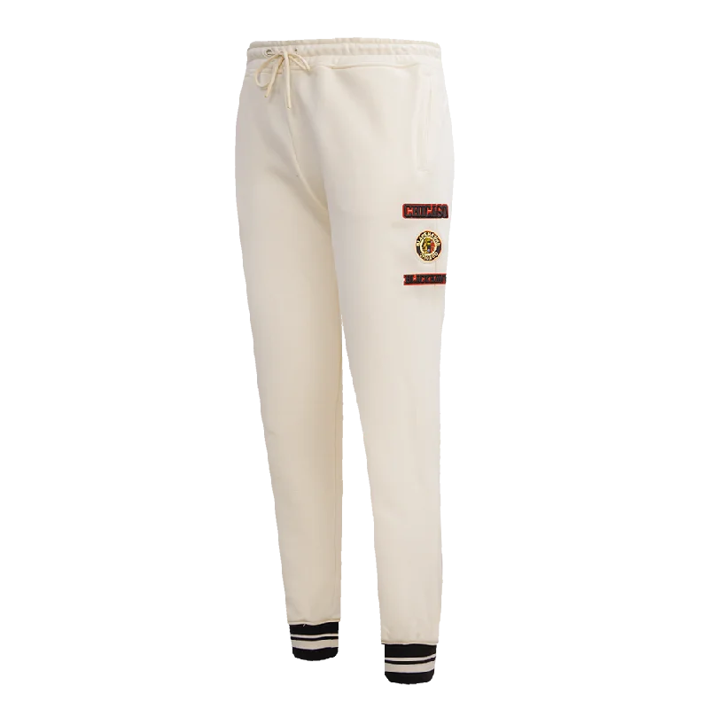 NHL CHICAGO BLACKHAWKS RETRO CLASSIC WOMEN'S RIB SWEATPANT (EGGSHELL/ BLACK)