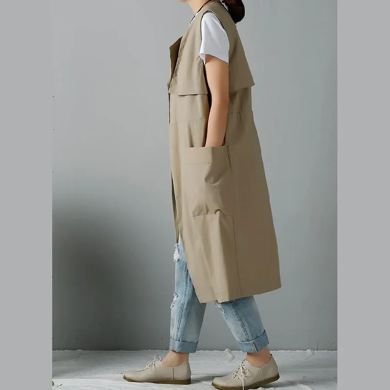 Khaki vest coats spring outwear cardigans