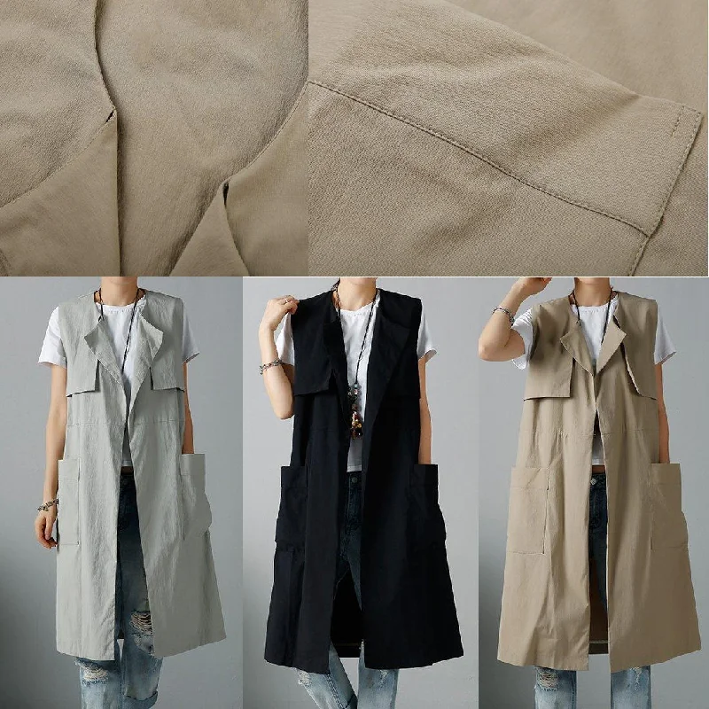 Khaki vest coats spring outwear cardigans