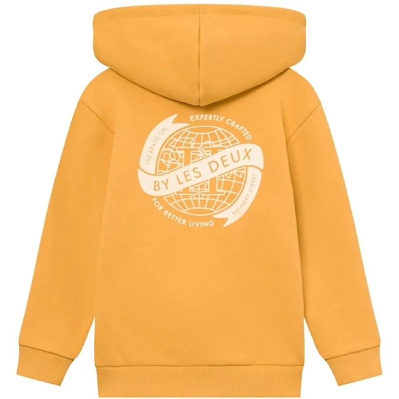 Les Deux Kids Mustard Yellow/Ivory Globe Zipper Hoodie