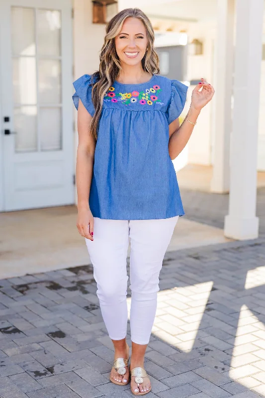 Let's Go For A Picnic Top, Light Blue