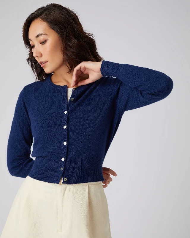 Women's Ivy Cropped Cashmere Cardigan French Blue