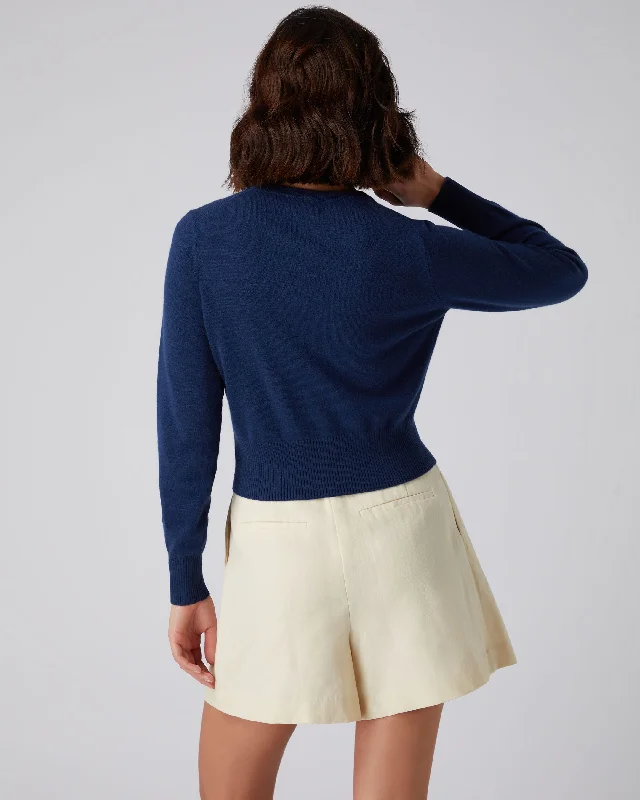 Women's Ivy Cropped Cashmere Cardigan French Blue