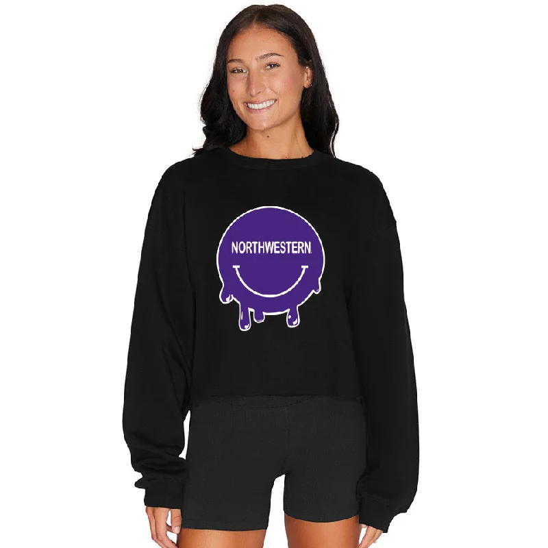 Northwestern Wildcats Smile Black Crewneck