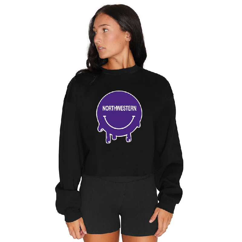 Northwestern Wildcats Smile Black Crewneck