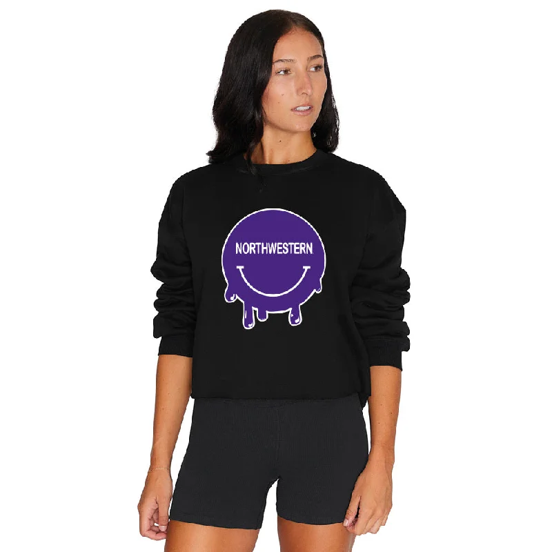 Northwestern Wildcats Smile Black Crewneck