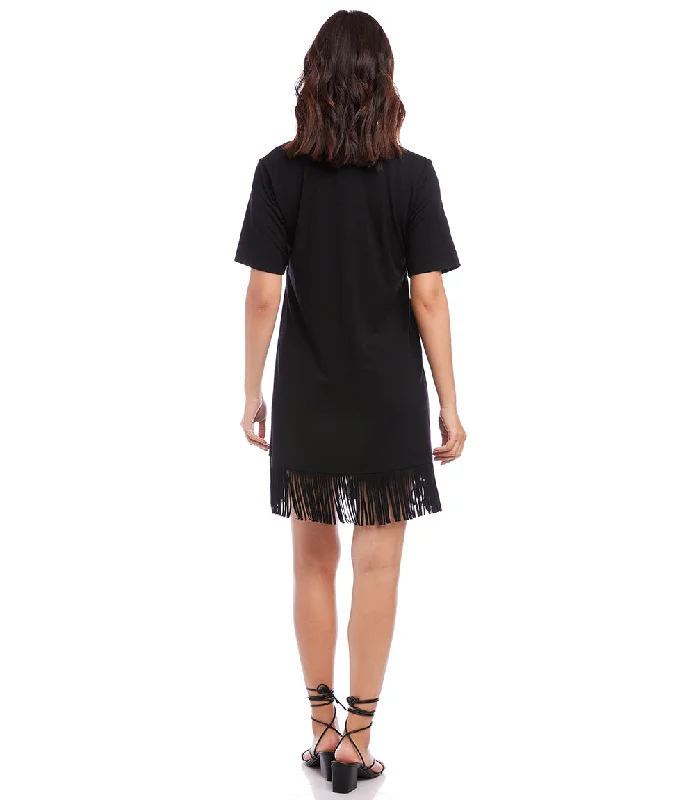 Petite Size V-Neck Fringe Dress