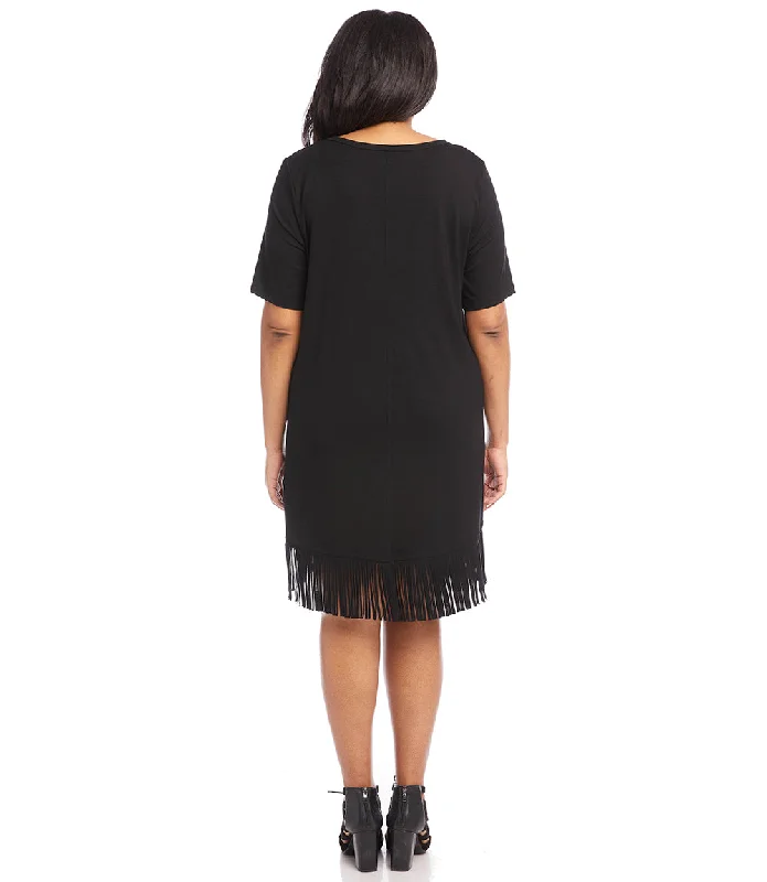 Plus Size V-Neck Fringe Dress