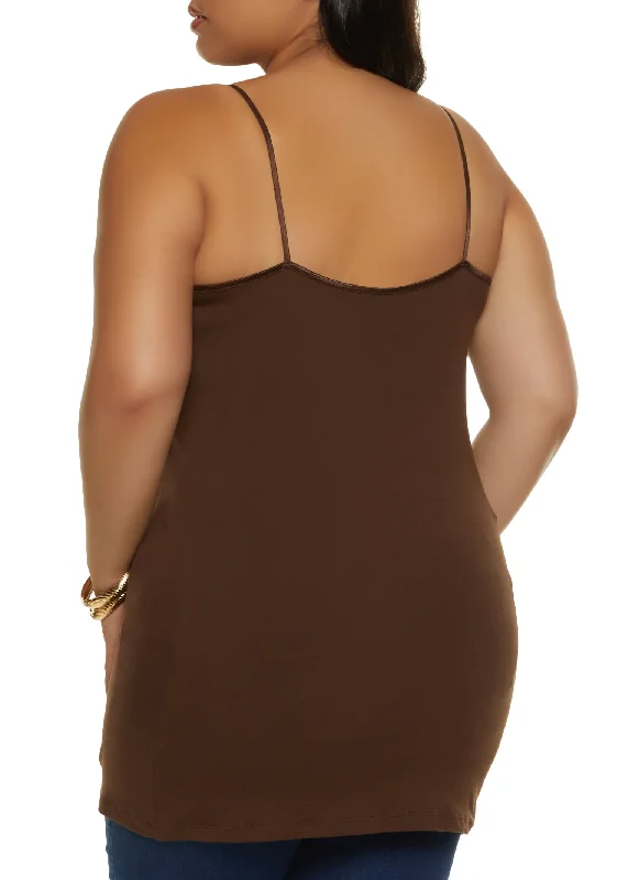 Plus Size Solid Scoop Neck Cami