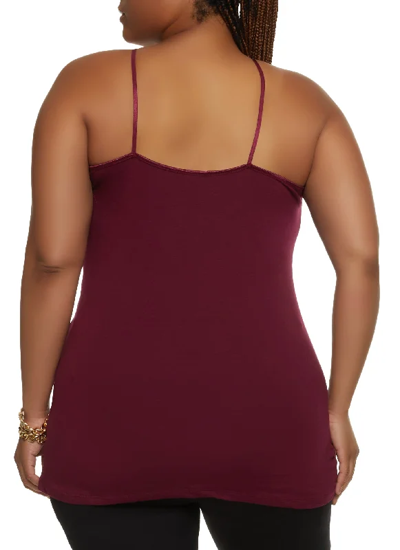 Plus Size Solid Scoop Neck Cami