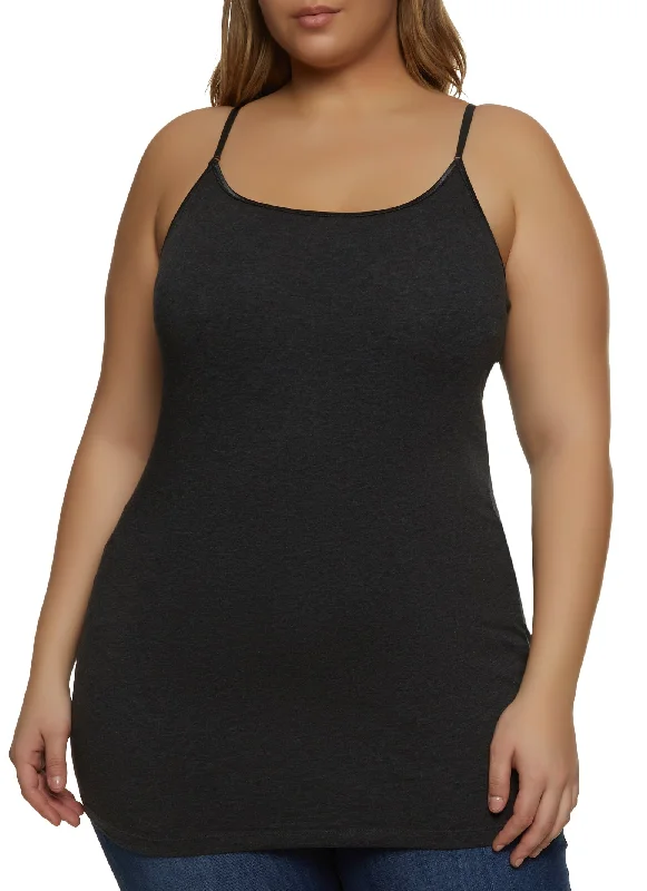 Plus Size Solid Scoop Neck Cami