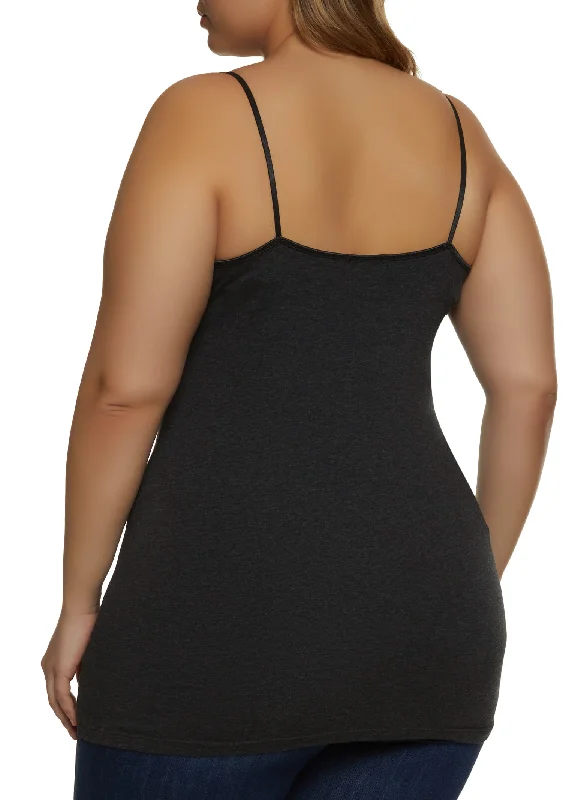 Plus Size Solid Scoop Neck Cami